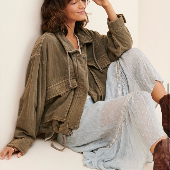 FREE PEOPLE EYES ON YOU SURPLUS OVERSIZED BAGGY JACKET WOMENS XS NWT UTILITY - Picture 3 of 11